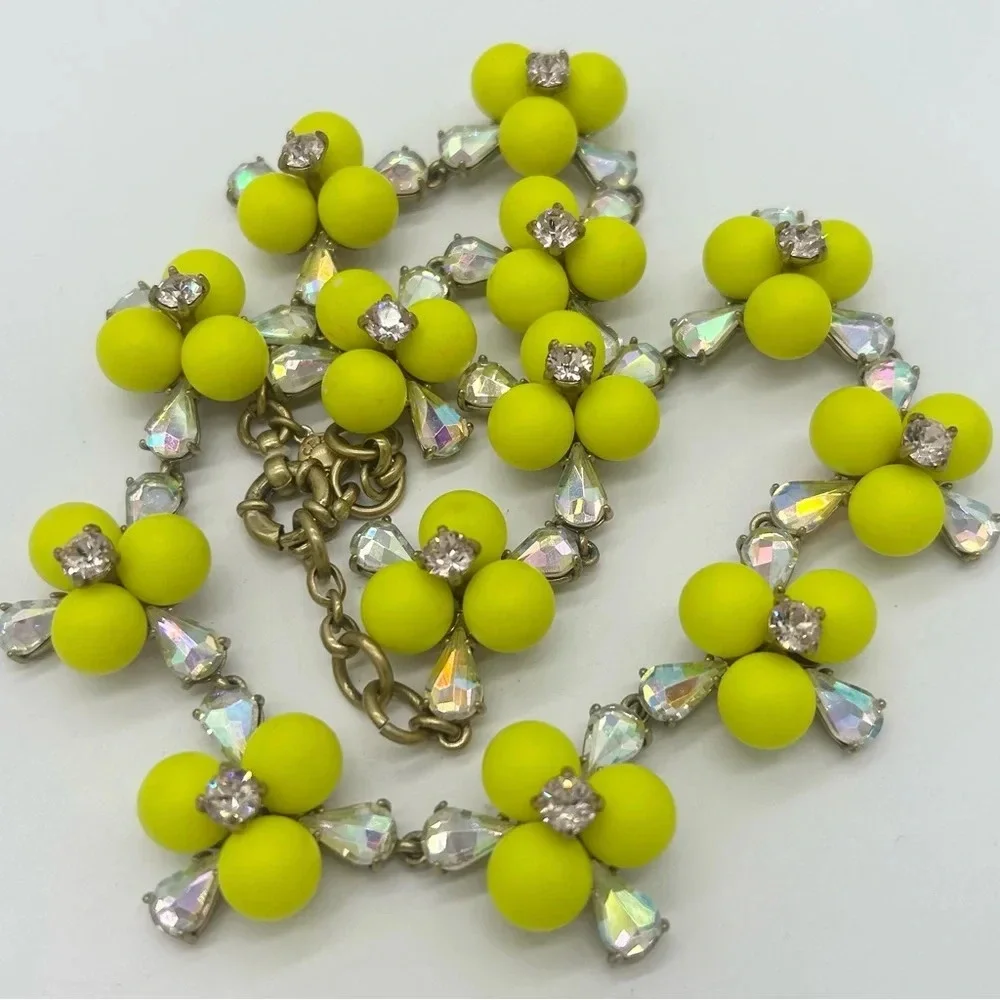 J. Crew Small Pop Neon Yellow Jeweled Necklace
